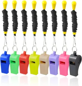 Whistle, 8 Pack Plastic Whistles for Coahes, Loud Crisp Sound Sports Whistle Whistle, Ideal for Coach, Referee, Teachers, Lifeguard, School, Soccer, Emergency(Multicolor)