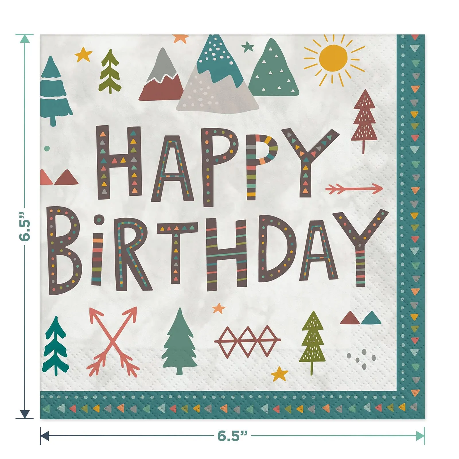 Wilderness Adventure Paper Dessert Plates, Napkins, and Hanging Decorations for Woodland Theme & Wild One Birthdays (Serves 16)