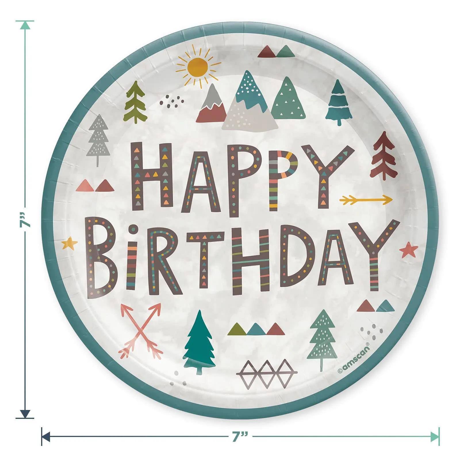 Wilderness Adventure Paper Dessert Plates, Napkins, and Hanging Decorations for Woodland Theme & Wild One Birthdays (Serves 16)