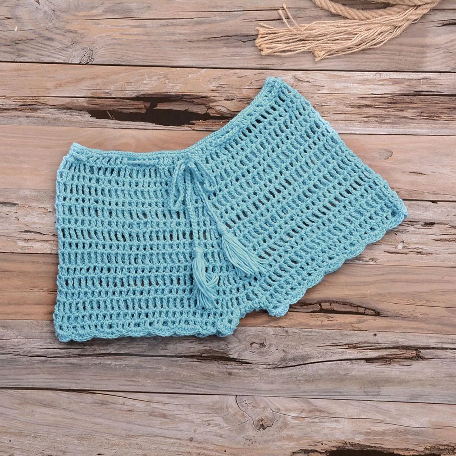 Women's Crochet Cover Up Shorts Hollow Out Knit Bathing Suit Crochet Beach Shorts Coverup Bottom