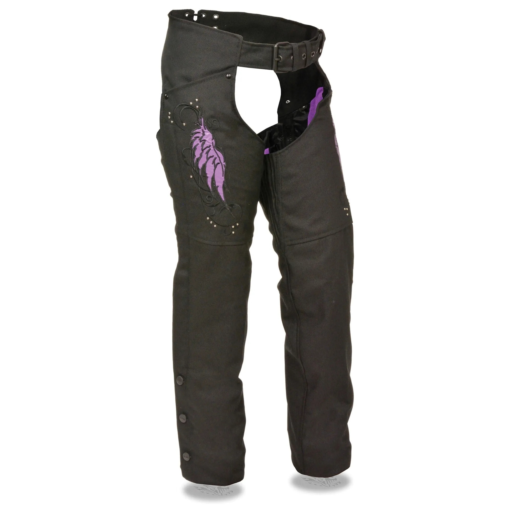 Women’s Textile Chap w/ Wing & Rivet Detailing