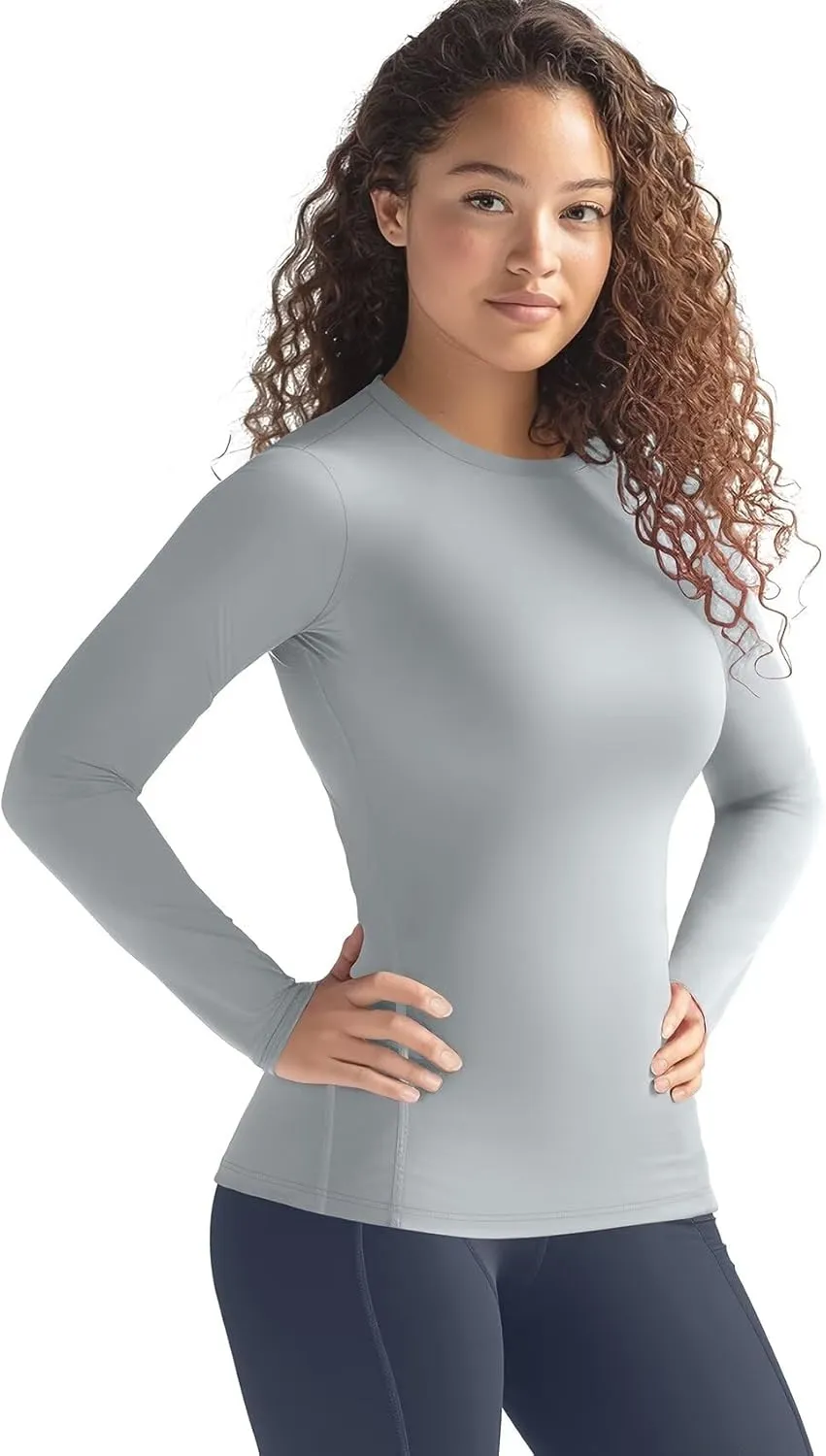 Zengjo Womens Thermal Tops Lightweight Long Sleeve Running Workout Shirts Cold Weather Athletic Baselayer Soft Fitted Warm