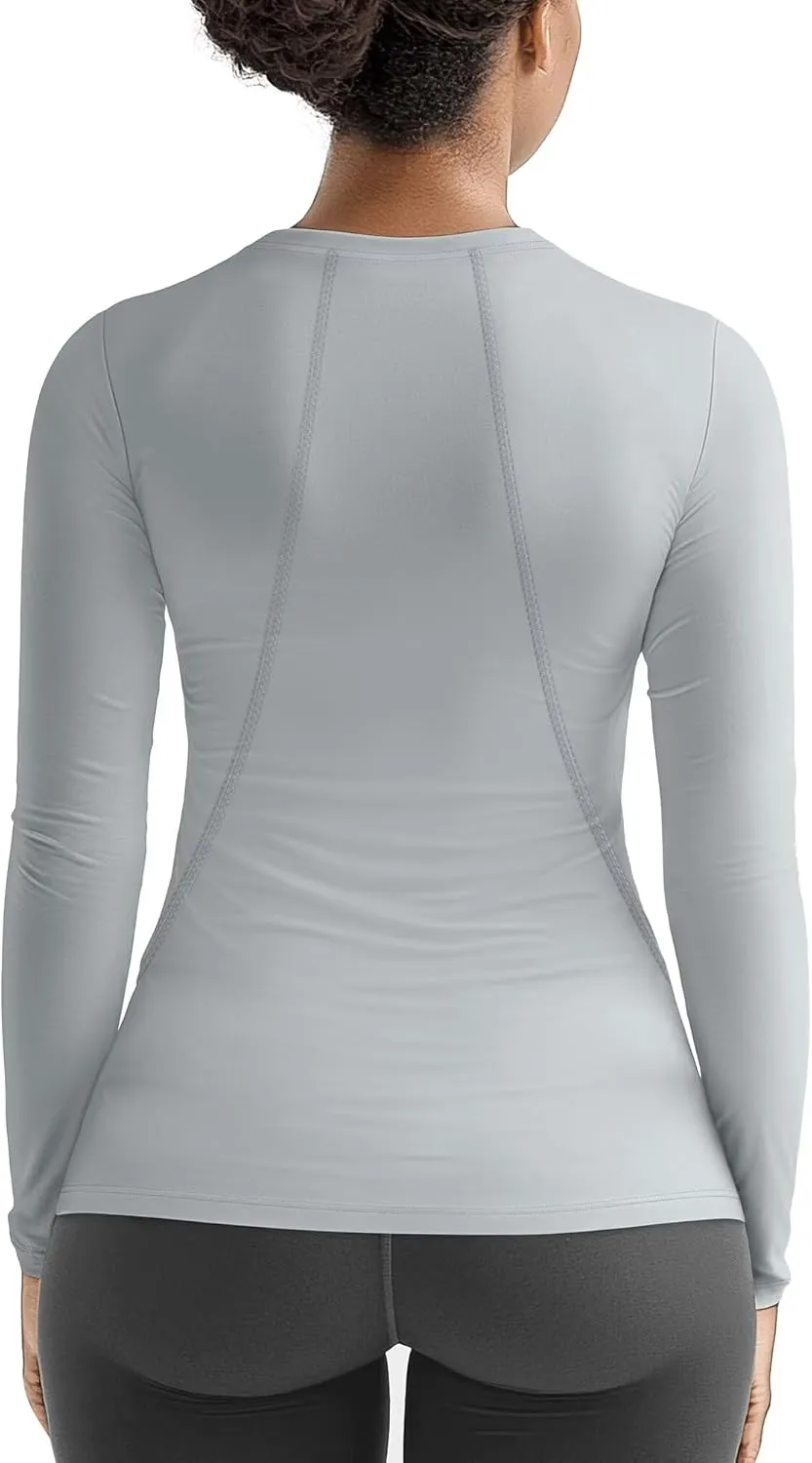 Zengjo Womens Thermal Tops Lightweight Long Sleeve Running Workout Shirts Cold Weather Athletic Baselayer Soft Fitted Warm