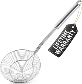 Zulay Kitchen Premium Stainless Steel Spider Skimmer 15.4 - Spider Kitchen Utensil with Premium Ergonomic Handles for Easy Use - Easy to Clean - Perfect for at Home Cooks & Chefs