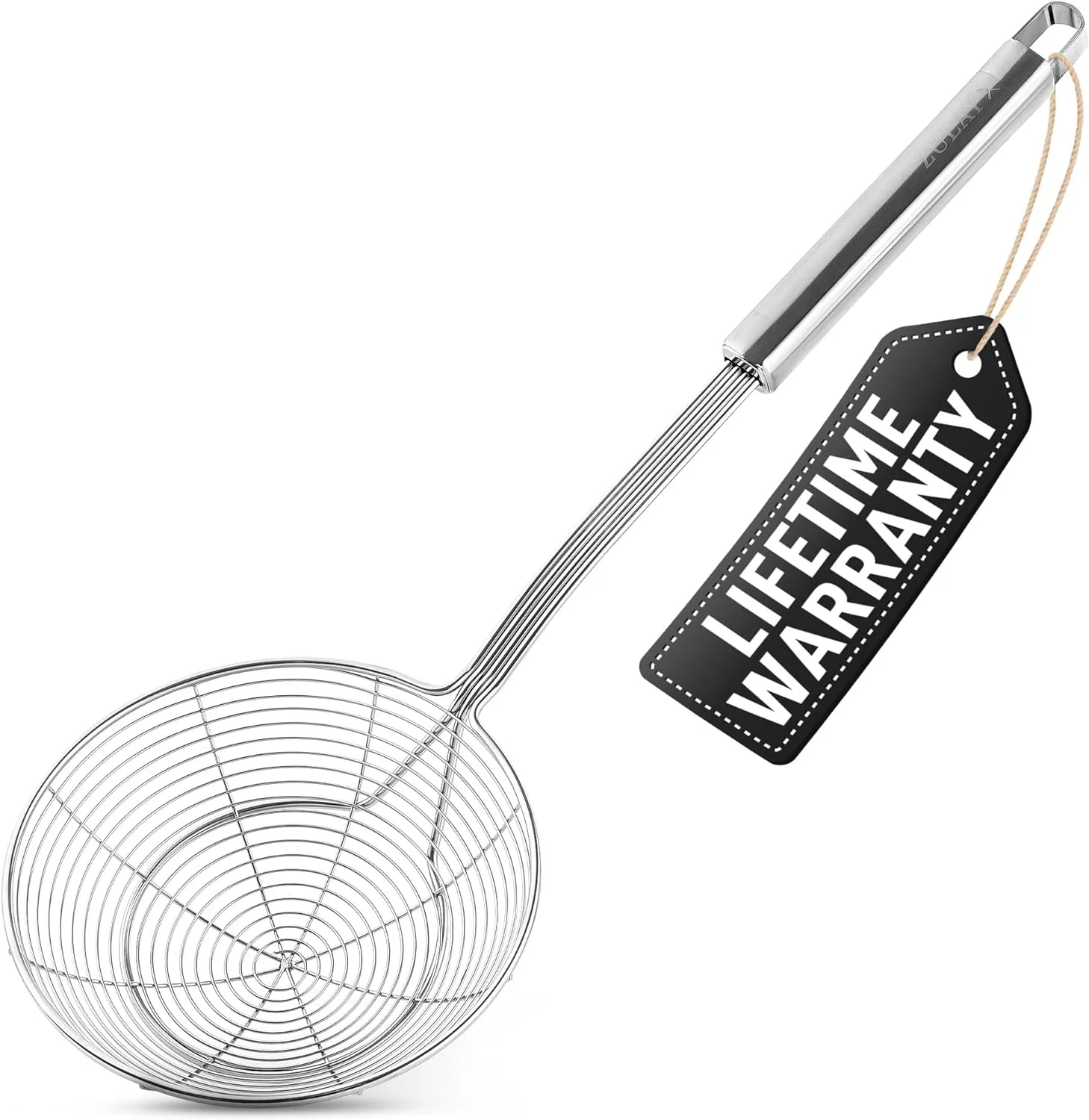 Zulay Kitchen Premium Stainless Steel Spider Skimmer 15.4 - Spider Kitchen Utensil with Premium Ergonomic Handles for Easy Use - Easy to Clean - Perfect for at Home Cooks & Chefs
